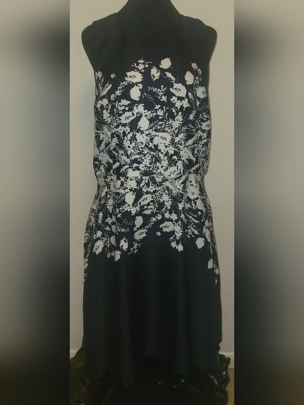 Donna Morgan Black Dress with White Botanical Print